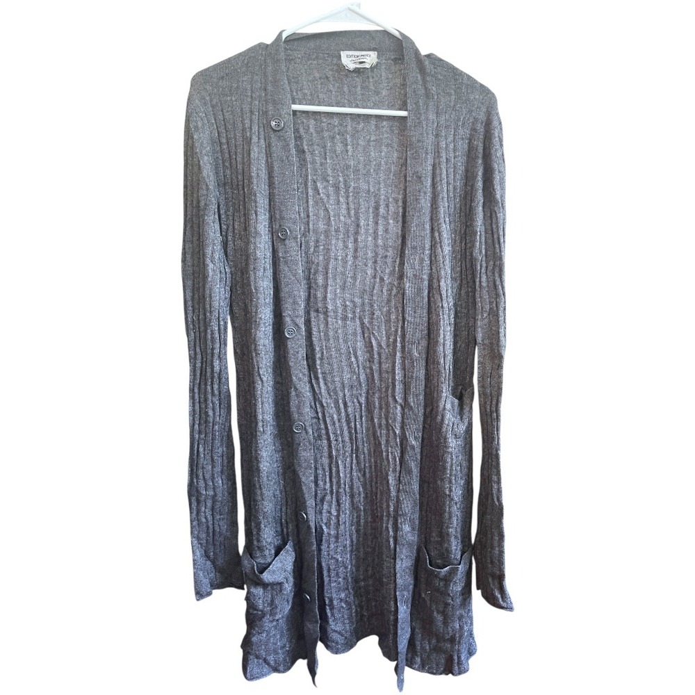 Vintage Yves Saint Laurent Edition Unisex Grey Open Cardigan Swearer Duster M